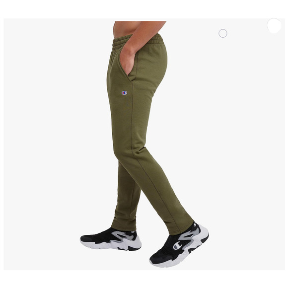 Champion Powerblend Fleece Men's Slim Fit Sweatpants L Olive Green Lounge Pants - Picture 5 of 9